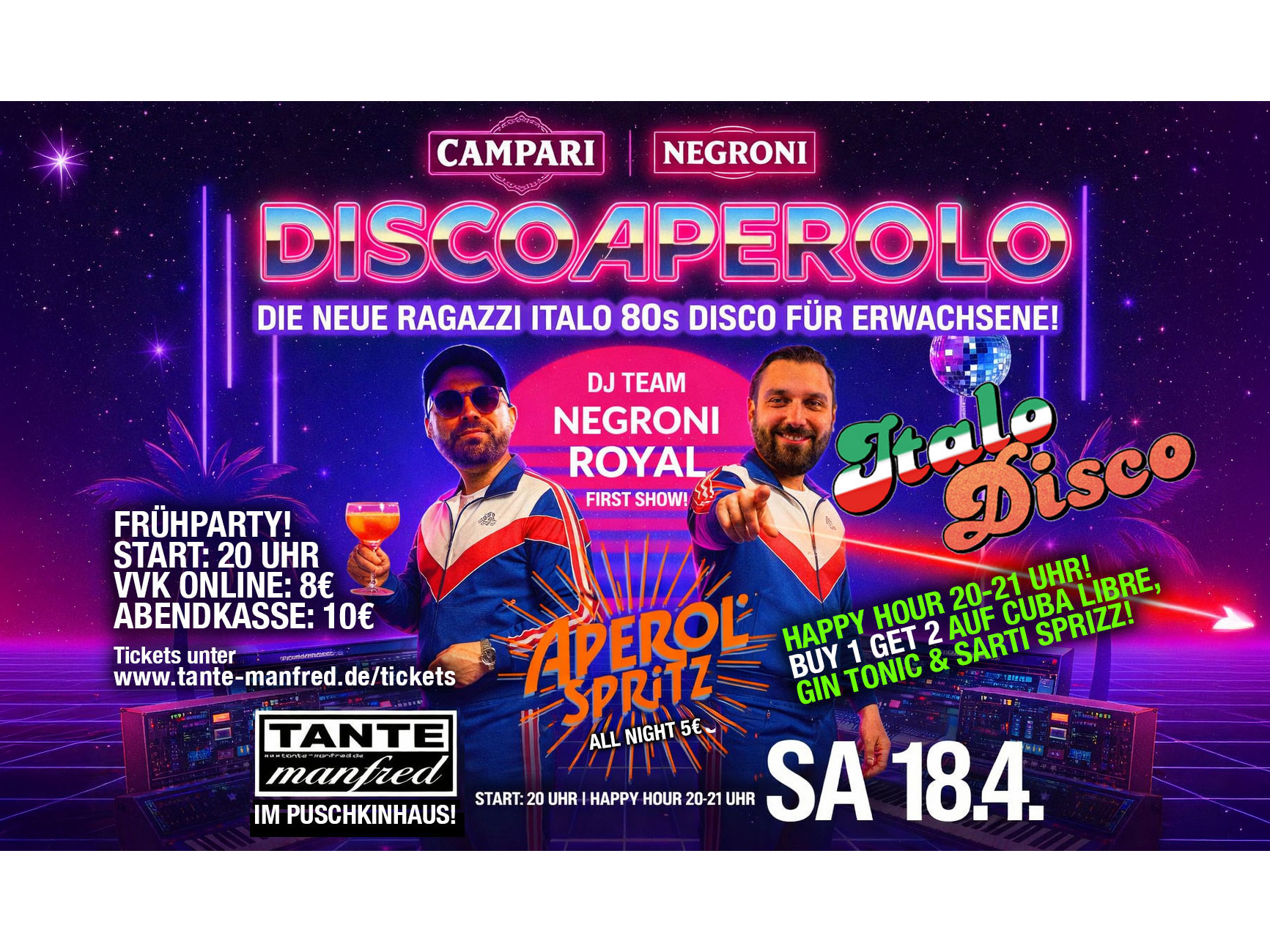 DISCO APEROLO - Die neue Ragazzi Italo 80s Disco /w The Negroni Royal DJ-Team (FIRST SHOW!)